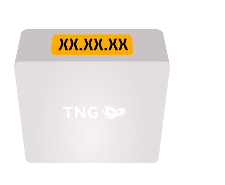 Ansicht der Glasfaseranschlussdose von TNG mit der Glasfaser-ID bzw. Home-ID